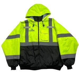 OccuNomix LUX ETJBJR Hi Vis Lime Black ANSI Class 3 Rain Jacket Workwear Men's L